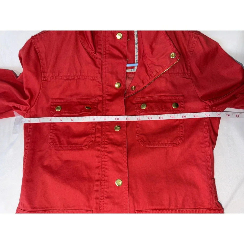 J. Crew Red Utility Jacket with Gold-Tone Hardware